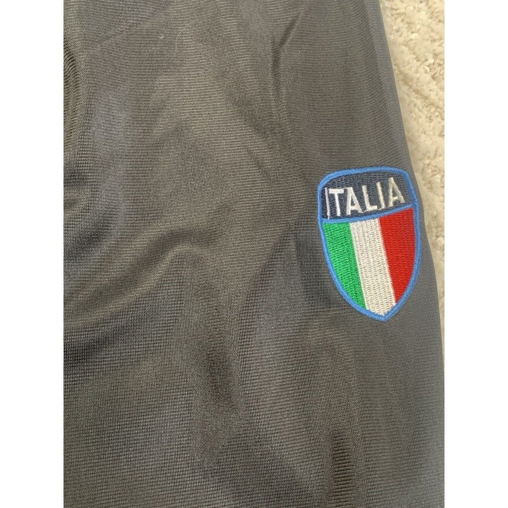 Italia Mens L Black Soccer Track Jacket Italy Crest Full Zip Warm Up NWOT Retro - Picture 9 of 13